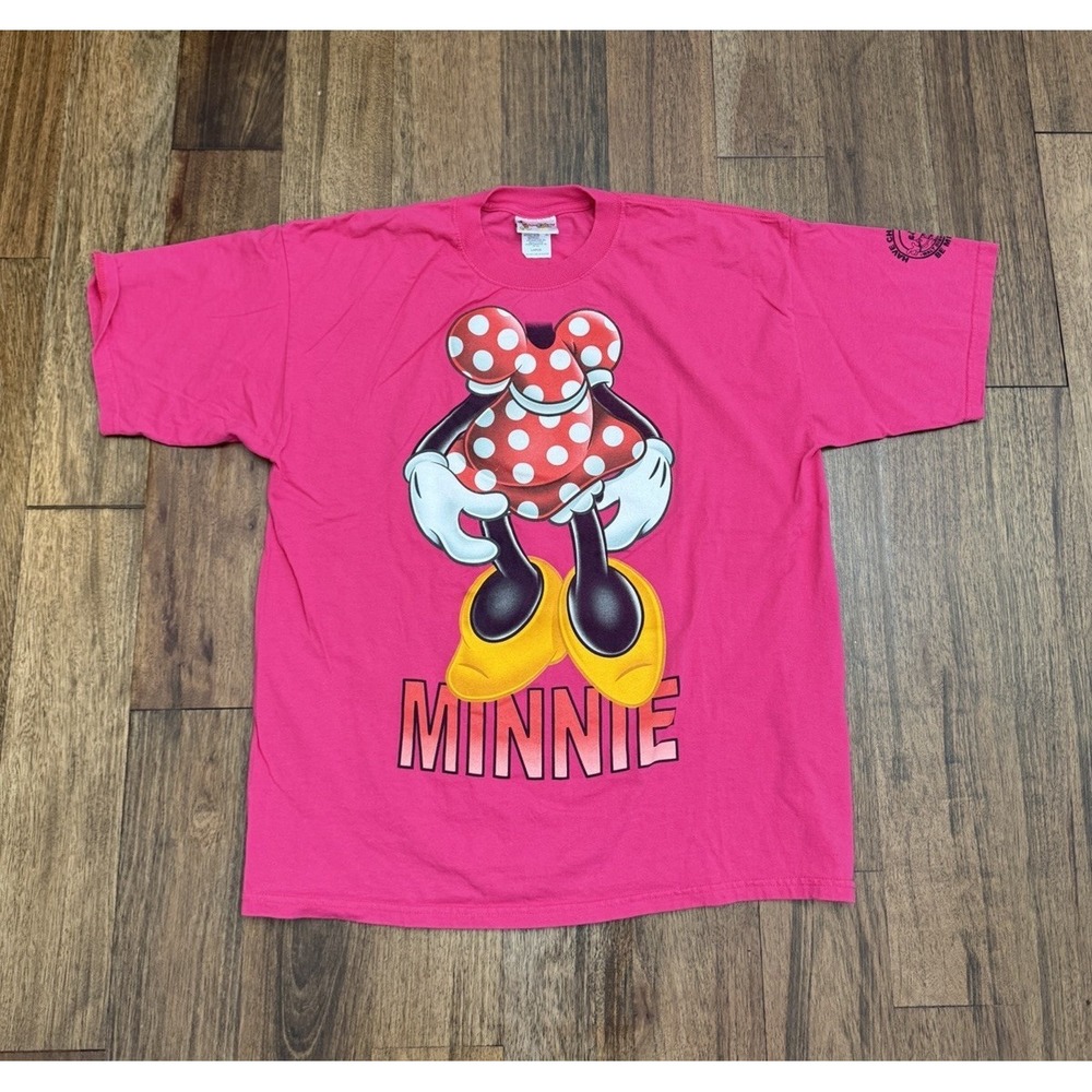 Vintage Walt Disney World Minnie Shirt Womens Size XL Pink Graphic 90s